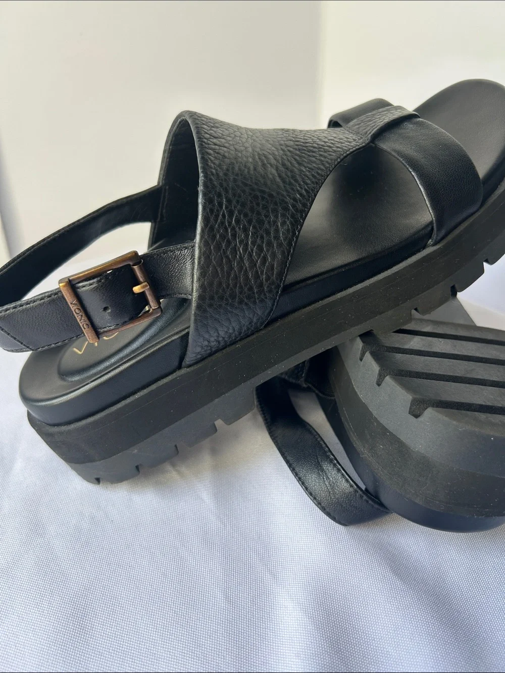 Vionic Black Platform Leather Sandals - Picture 6 of 6